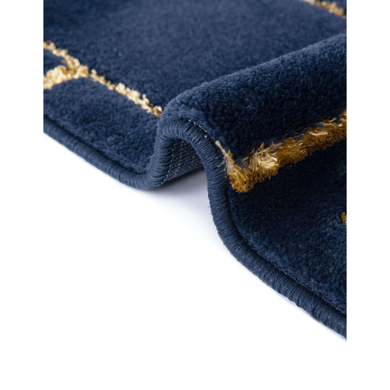 MarilynMonroe Glam Geometric Navy Blue/Gold Area Rug & Reviews Wayfair